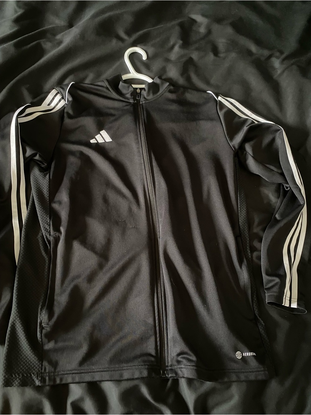 adidas Black Performance Track Jacket with White Stripes